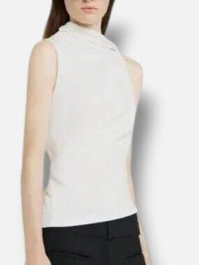 Courreges Womens Ivory Sleeveless Draped jersey Top Size 42